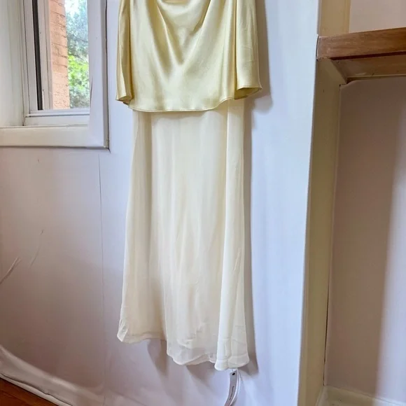 NWT Reformation Logan Silk Dress Long Maxi Wedding Sleeveless in Blonde Yellow 8